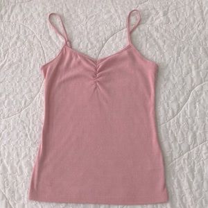 Nine West Pink Ruched Ribbed Camisole